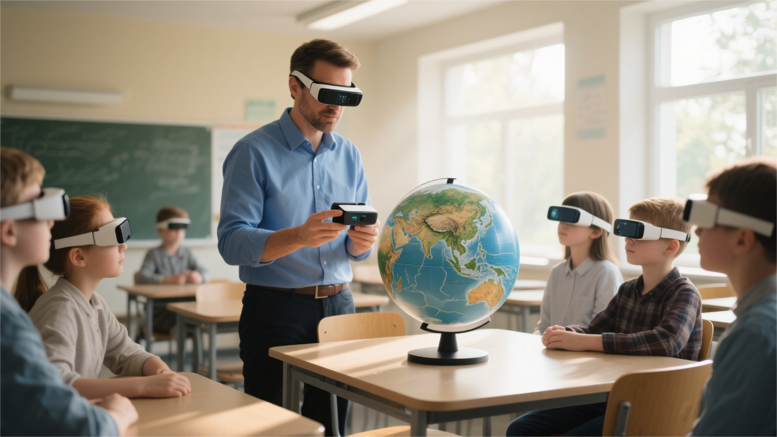 AR地理课堂教学场景图